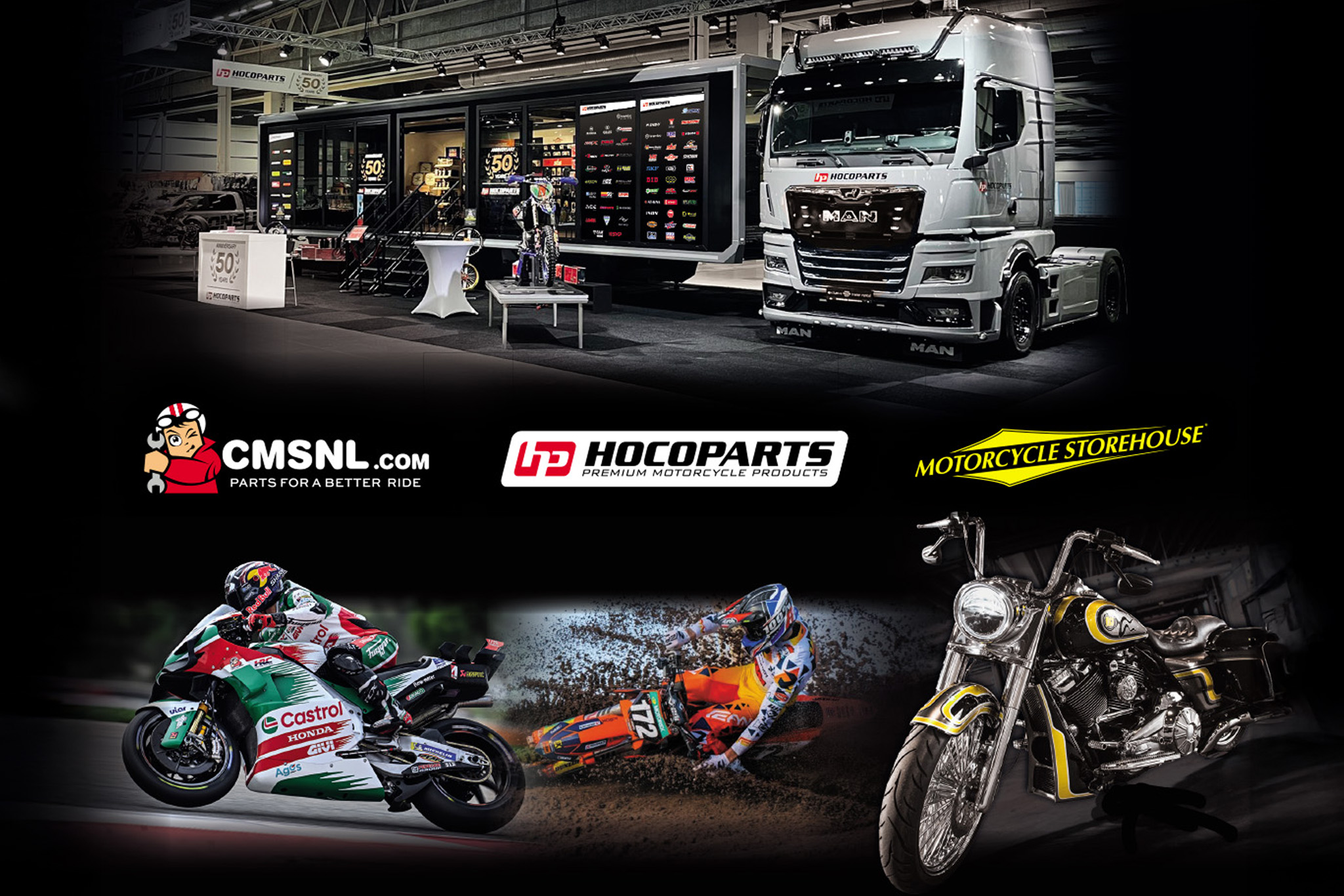 Trailer CMSNL, Motorcycle Storehouse en Hoco Parts op MOTORbeurs Utrecht